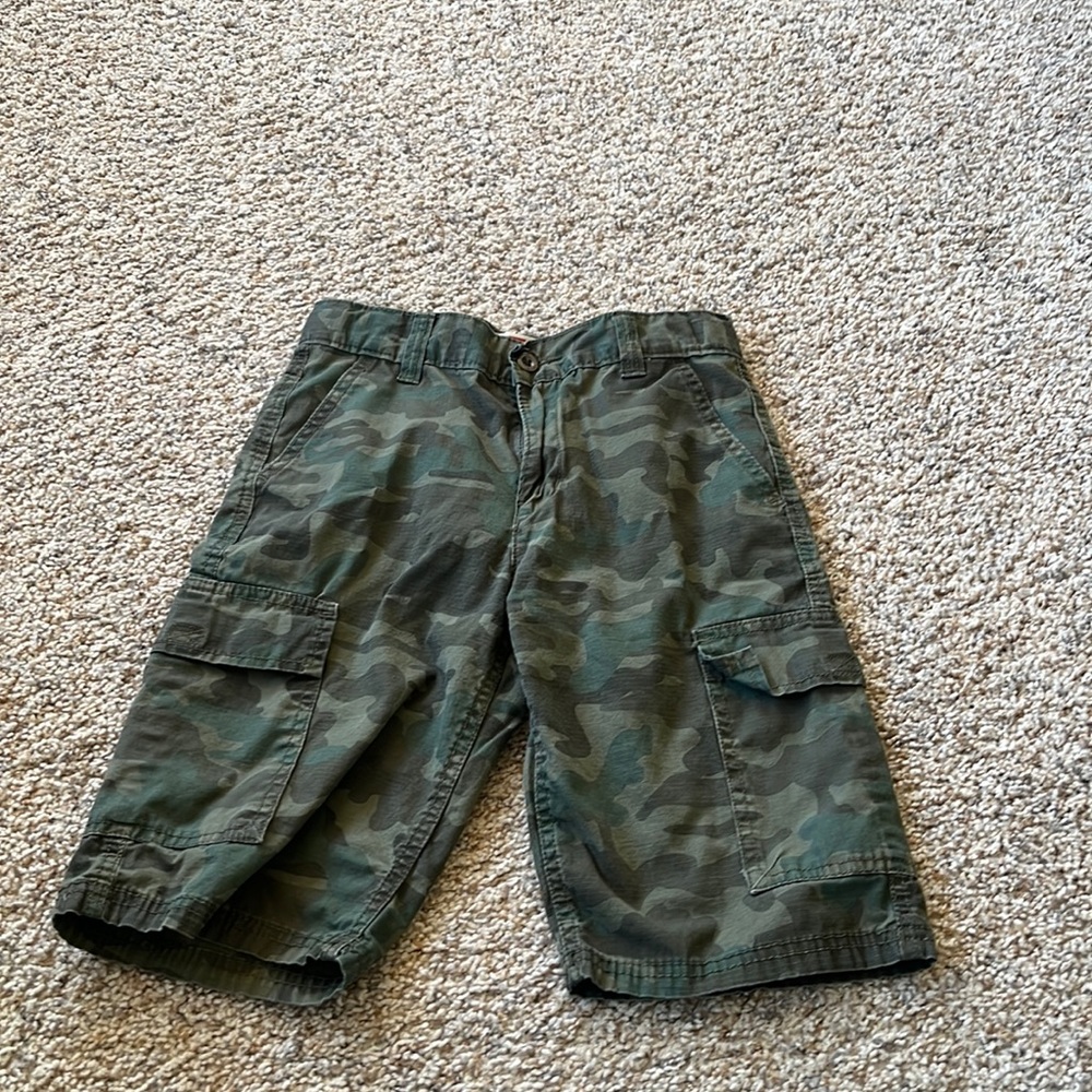 Levi’s. Cargo shorts.  Camouflage.  Adjustable waist.  Size 10 boys.